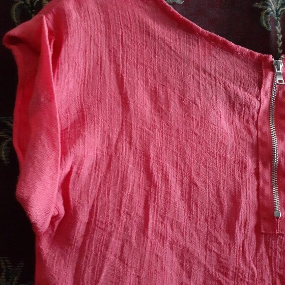 Maria Gabrielle Pink Salmon Cool Gauze Blouse Back Metal Reverse Sewn Zipper L - Picture 6 of 11